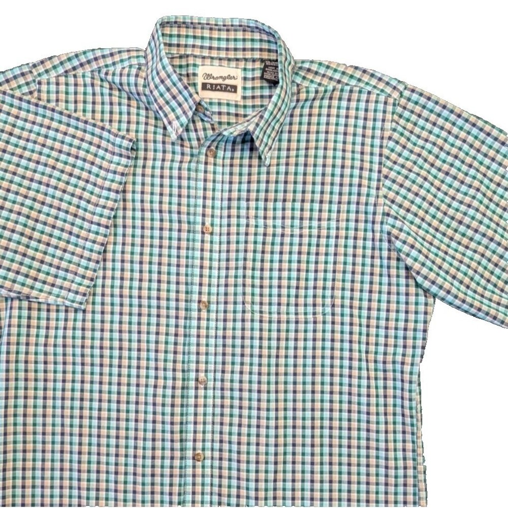 Wrangler Riata Boys XXL Shirt Plaid Button Down Short Sleeve